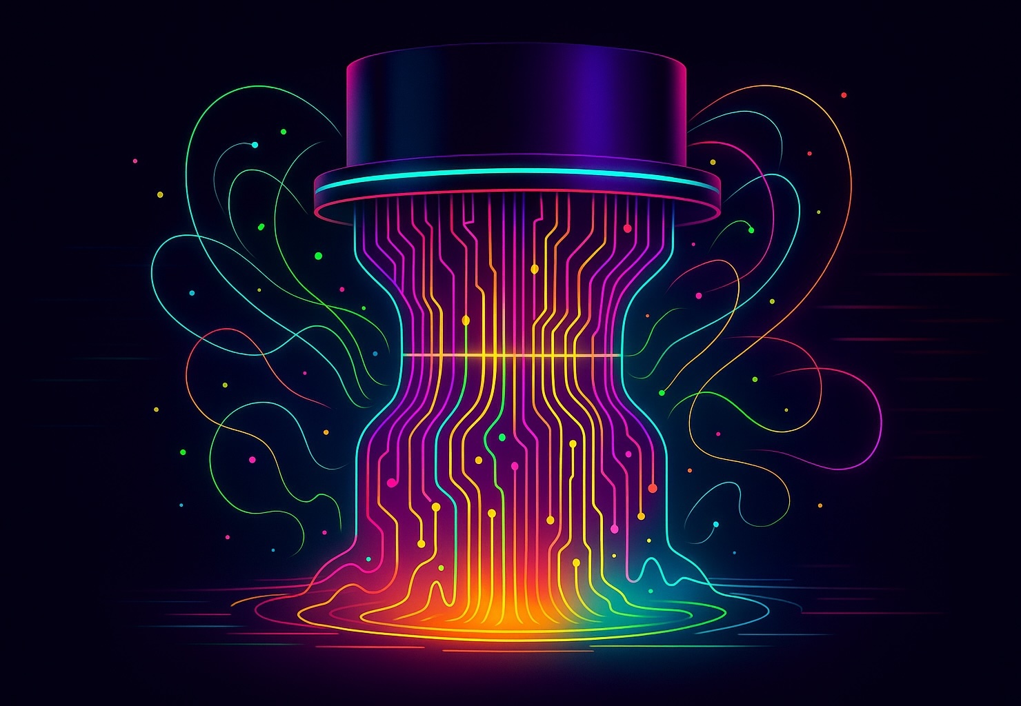 An abstract illustration of a quantum computer at work