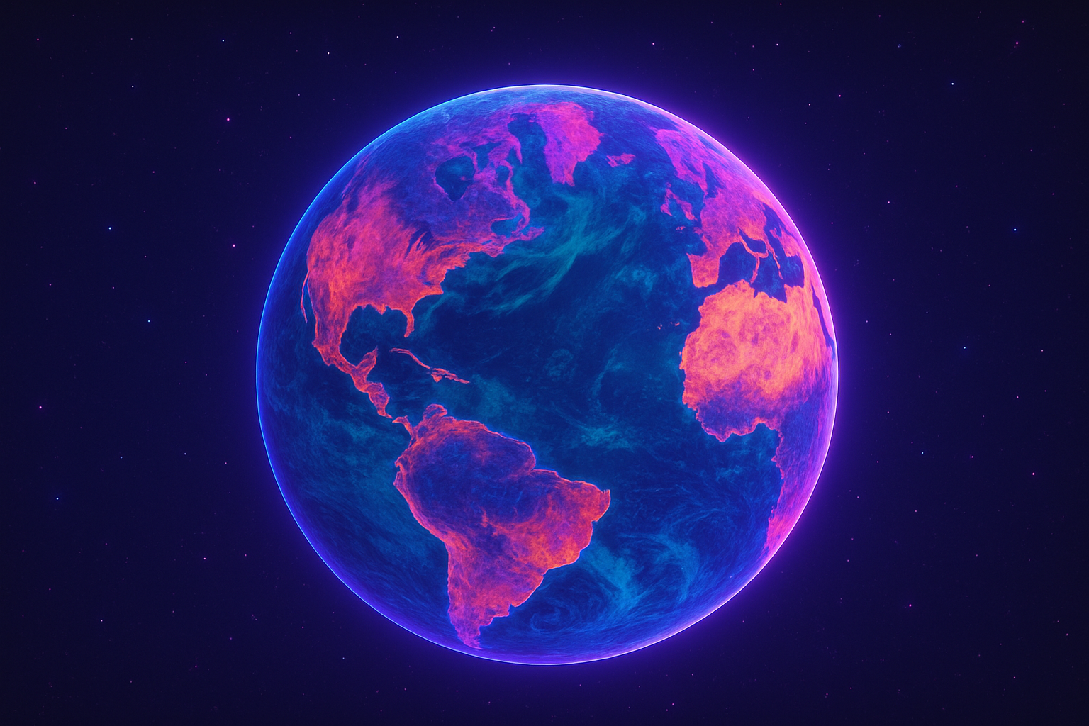 Earth as seen from space, with a futuristic vibe