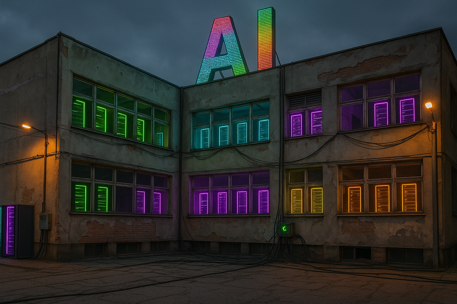 Image of a school dominated by AI