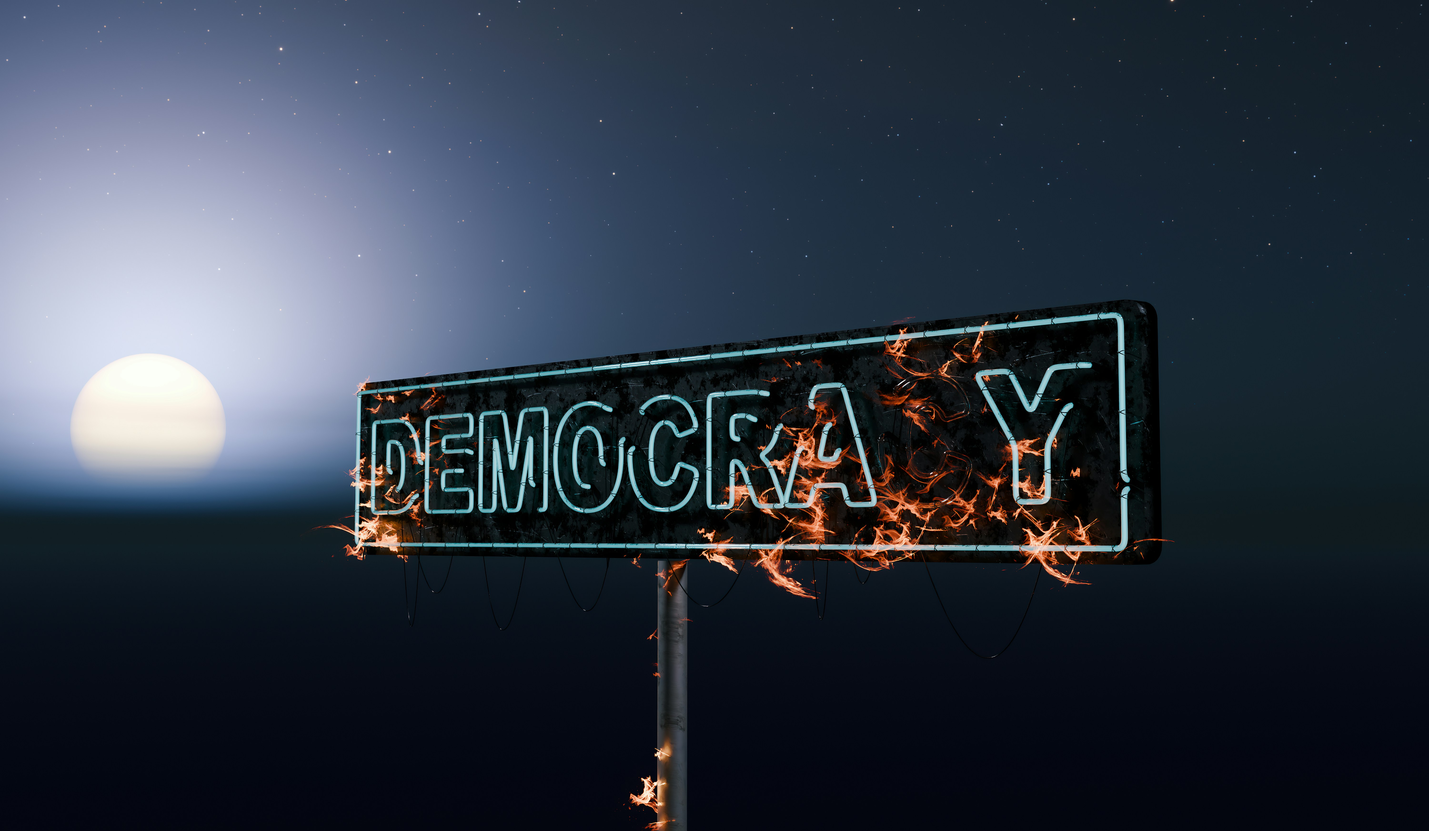 "Democracy" burning